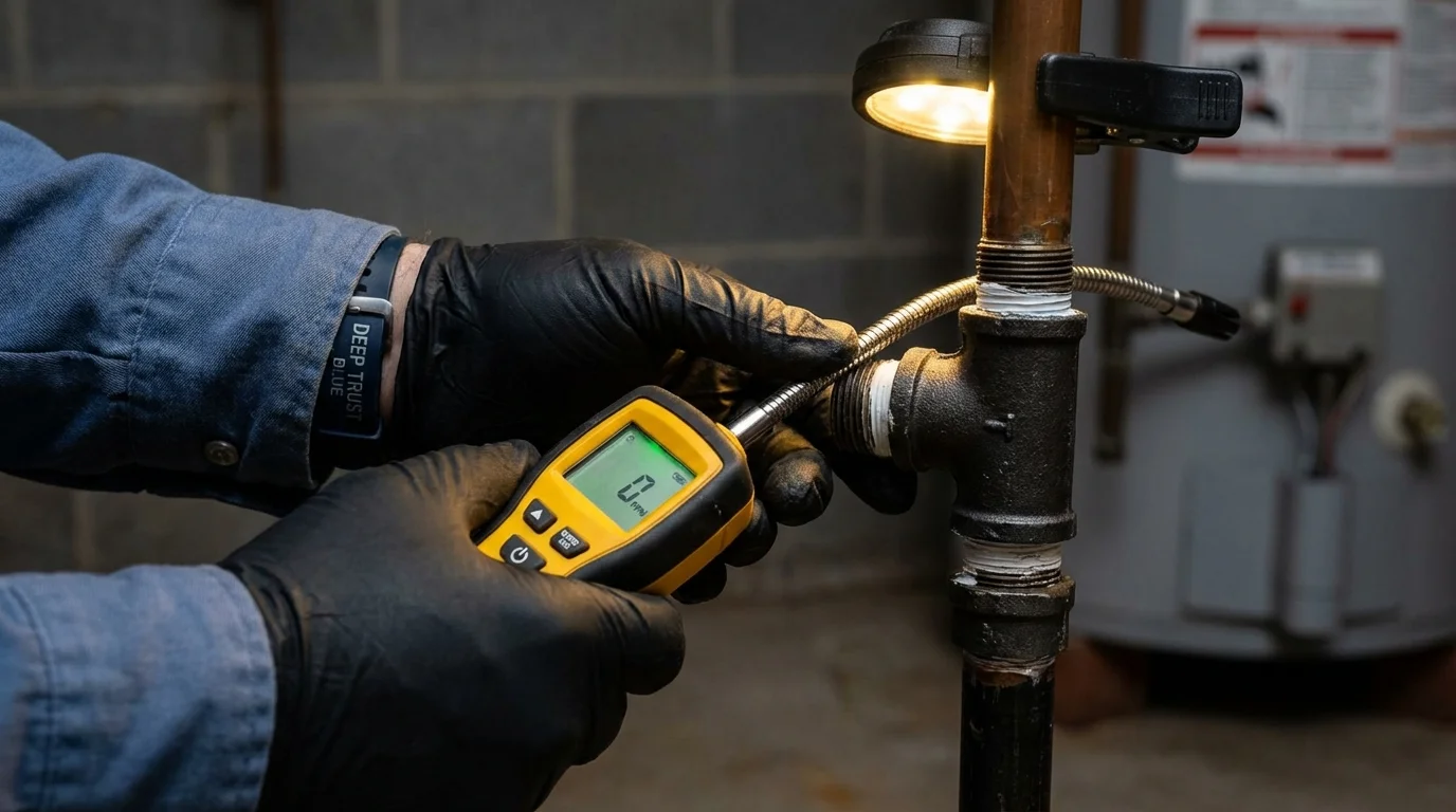 Gas leak detection with electronic sniffer by Johns Plumbing LLC in Richton Park
