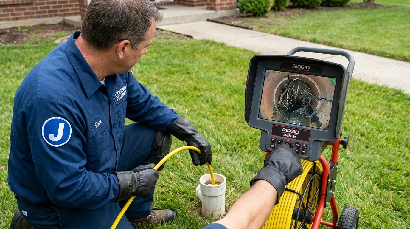 Sewer camera inspection being performed by Johns Plumbing LLC in Richton Park